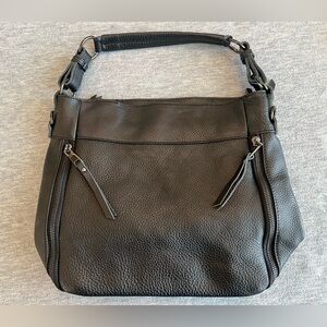 Handbag Black‎ Leather Women’s Pebbled Pockets Classic Neutral Solid Mid Weight